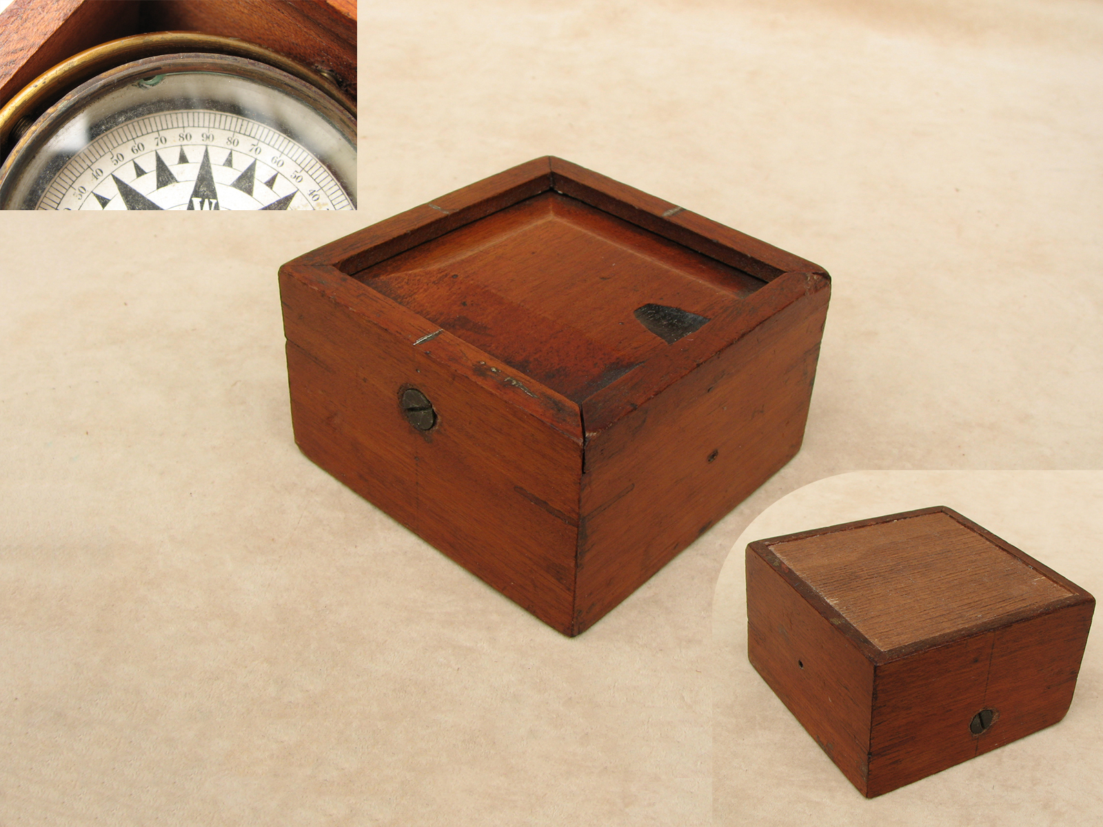 19th century gimbal mounted Mariners compass in dark oak case